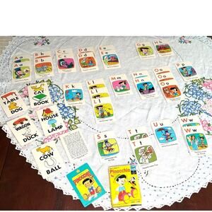 Walt Disney Productions Vintage 60's Pinocchio Edu-Cards Word Game Ages 5-12